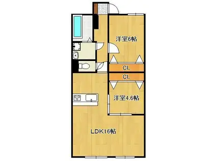 グラシアスA棟(2LDK/1階)の間取り写真