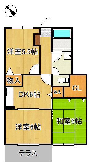 アーバンコート21 A棟(3DK/1階)の間取り写真