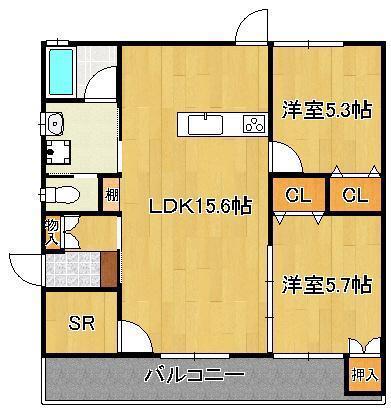 サニーランズ(2SLDK/1階)の間取り写真