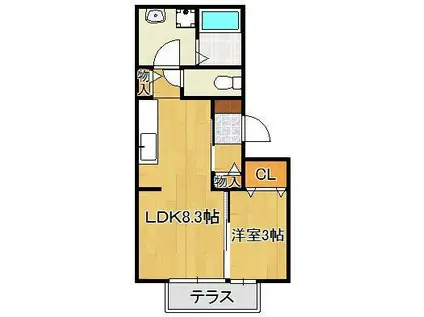 ソレールヴィラ(1LDK/1階)の間取り写真