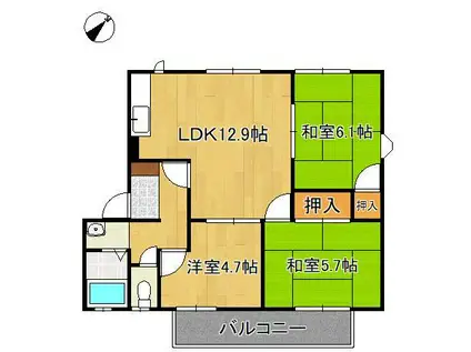 フレグランス学園台 B(3LDK/2階)の間取り写真