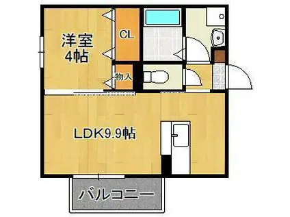 サンヒルズ愛坂 C棟(1LDK/1階)の間取り写真