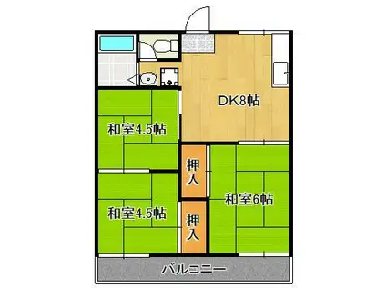 光明サンハイツ(3DK/1階)の間取り写真