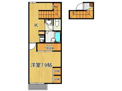 レオパレスレシエージュ本城東(1K/2階)の間取り写真