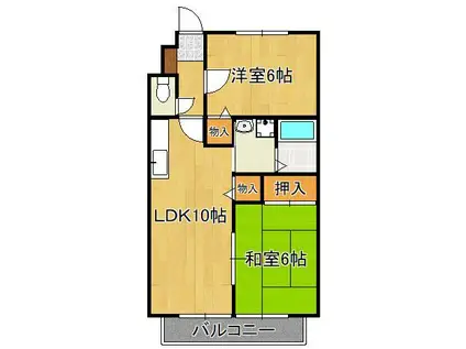 スカイテラス山田(2LDK/2階)の間取り写真