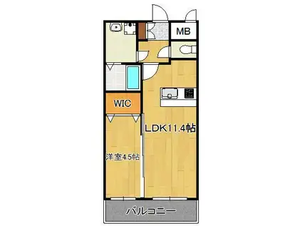 ヒルズ折尾(1LDK/3階)の間取り写真