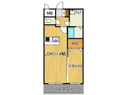 ヒルズ折尾(1LDK/3階)の間取り写真