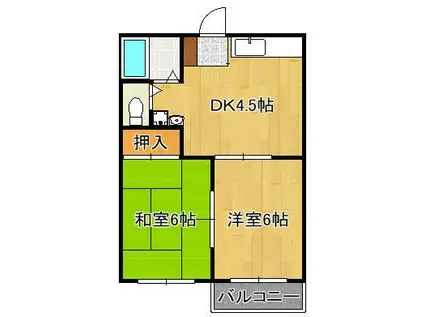 タウニィハイツRIKO(2DK/2階)の間取り写真