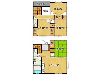 筑豊本線 本城駅 徒歩58分 2階建 築26年(4LDK)の間取り写真