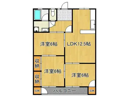 コーポ三桜(3LDK/1階)の間取り写真