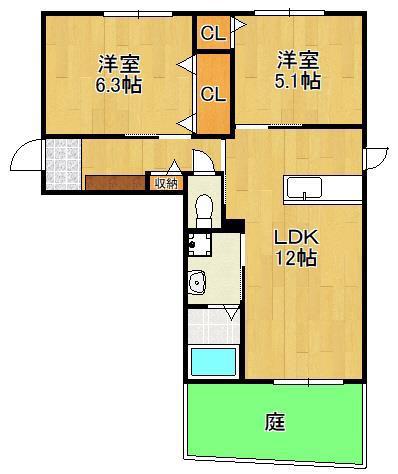 SHAMAISON MK ASH(2LDK/1階)の間取り写真