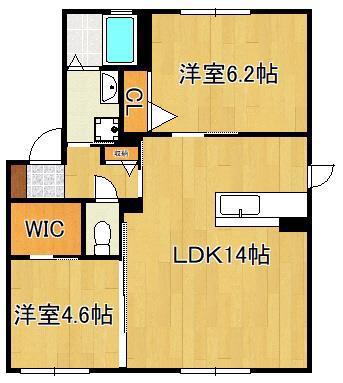サン・ベレオ A(2LDK/1階)の間取り写真