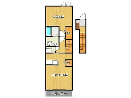 ピンズ本城(1LDK/2階)の間取り写真