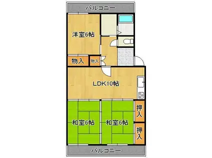 アリエス高須西(3LDK/4階)の間取り写真