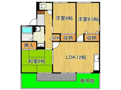 セジュールC棟(3LDK/1階)の間取り写真