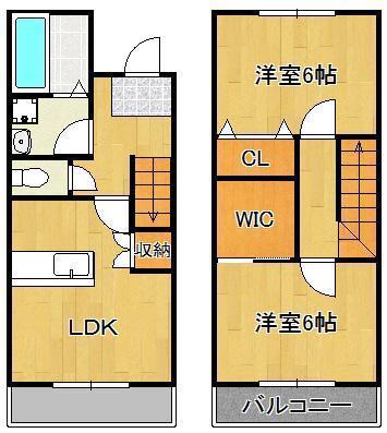 ヴィ・オーレ吉木(2LDK/1階)の間取り写真