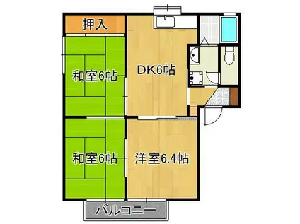 マリンディアスA(3DK/2階)の間取り写真