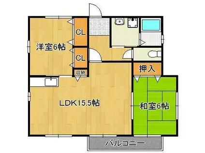 松ヶ台アパート(2LDK/2階)の間取り写真