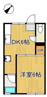 サチ代荘(1DK/2階)の間取り写真