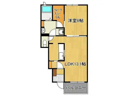 カルム・プロムナード花野路Ⅱ(1LDK/1階)の間取り写真