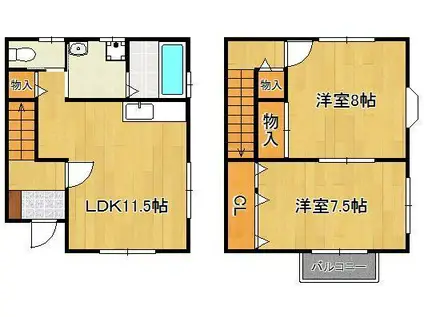 フォーレスト浅川(2LDK/1階)の間取り写真