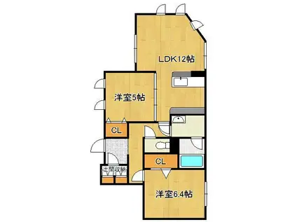 ロイヤルパーク本城(2LDK/2階)の間取り写真