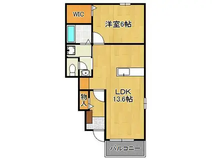 ROCCO(1LDK/1階)の間取り写真