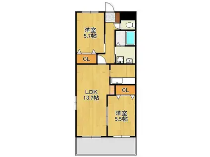 BISCOTTI(2LDK/1階)の間取り写真