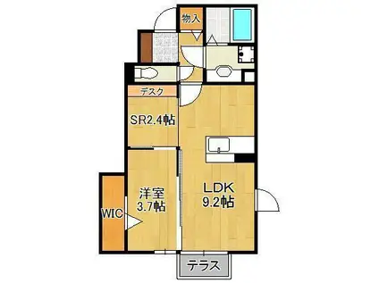 ヴィルヌーブ相坂 B棟(1SLDK/1階)の間取り写真