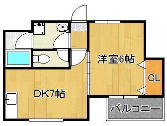 オーシャンテラス夏井ヶ浜(1DK/1階)の間取り写真