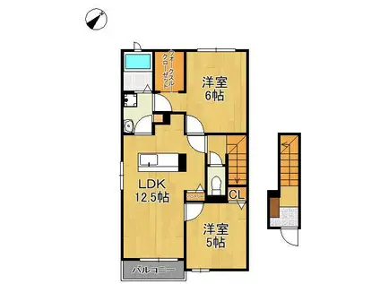パストラルB(2LDK/2階)の間取り写真