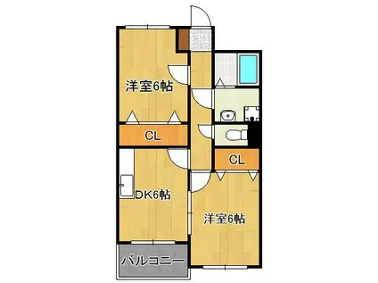 ダイヤモンドライフ(2DK/1階)の間取り写真