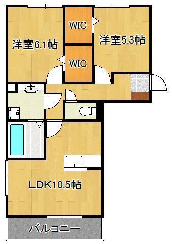 ソレールヴィラ2A棟(2LDK/3階)の間取り写真