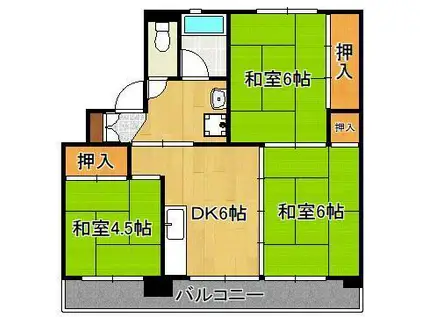 ビレッジハウス水巻 4号棟(3DK/1階)の間取り写真