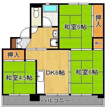 ビレッジハウス水巻 4号棟(3DK/2階)の間取り写真