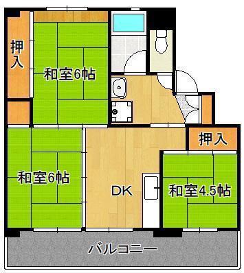 ビレッジハウス水巻 4号棟(3DK/3階)の間取り写真