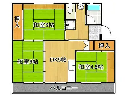 ビレッジハウス本城 2号棟(3DK/2階)の間取り写真
