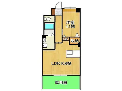 BLUE COSMO(1LDK/1階)の間取り写真