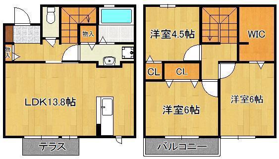 フローラ本城 A棟(3LDK/1階)の間取り写真