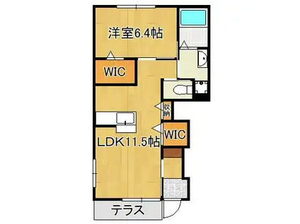 メゾン東二島(1LDK/1階)の間取り写真