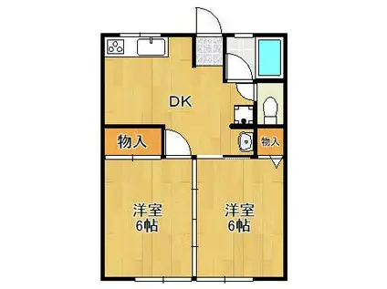 シティハイムエクセレント(2DK/1階)の間取り写真