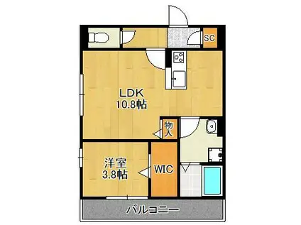 D-ROOM高須南(1LDK/2階)の間取り写真