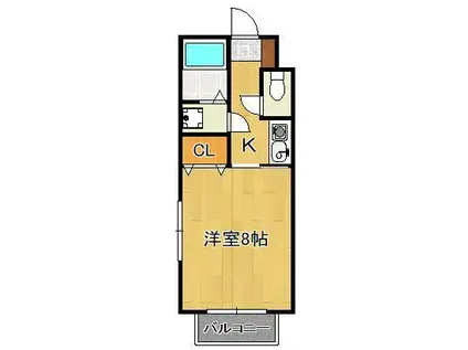 ローズハイツⅡ(1K/2階)の間取り写真