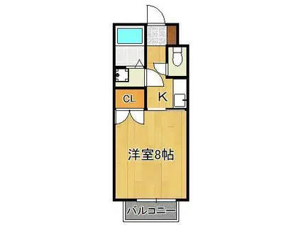 ローズハイツⅡ(1K/2階)の間取り写真