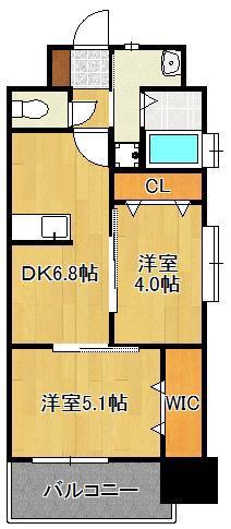 ギャラクシー折尾(2DK/2階)の間取り写真
