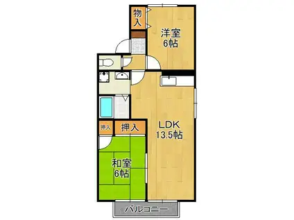 オーク高須B(2LDK/2階)の間取り写真