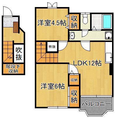 アヴェニ-ルコートひびきのB(2LDK/2階)の間取り写真