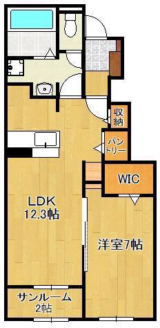 サングレイス橘 A(1LDK/1階)の間取り写真