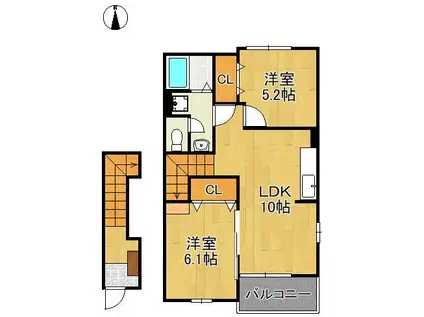 ファミーユMC(2LDK/2階)の間取り写真