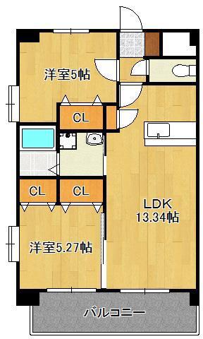 MDIアクトスペリタ折尾駅前(2LDK/5階)の間取り写真